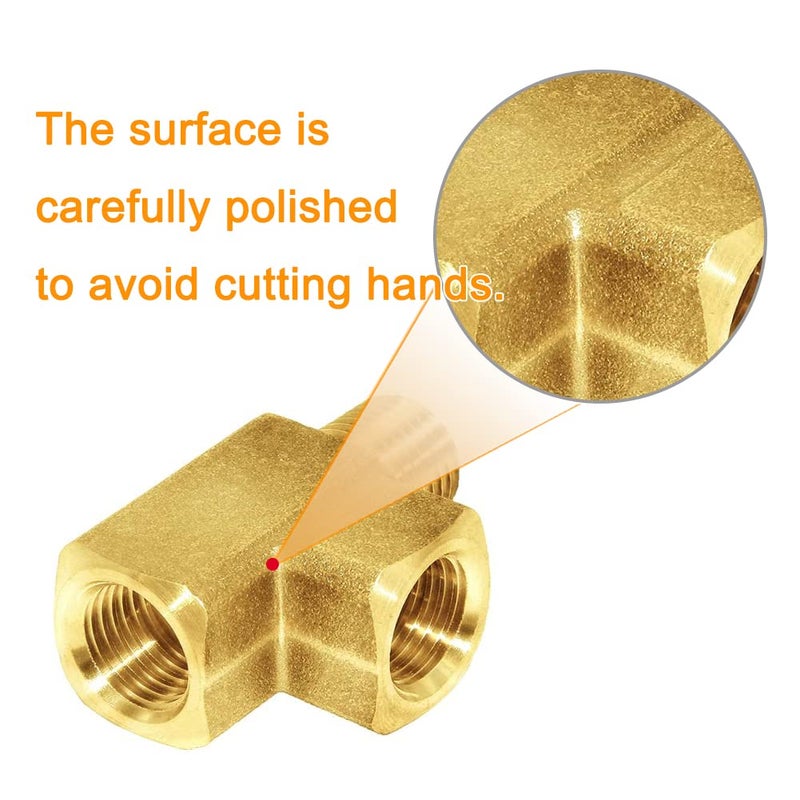 Joywayus Brass Pipe Fitting Barstock Street Tee T 3 way NPT 1/4" Female Ã— 1/4" Female Ã— 1/4" Male Adapter - Image 2